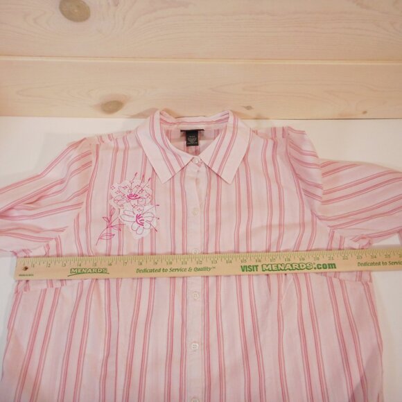 Lane Bryant Button-up Shirt Size 18/20 Pink Striped Long Sleeve Cotton NWT - Picture 4 of 10